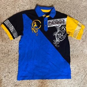 COOGI Boys Blue Gold Black Polo Embroidered Logo Medium Brand New Without Tags